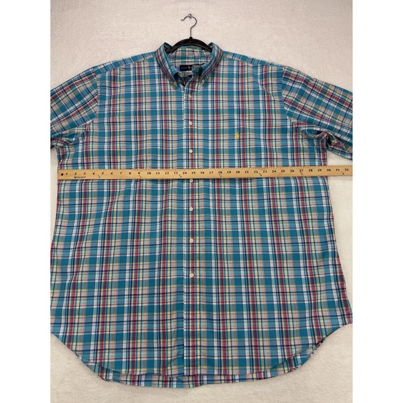 Ralph Lauren Button Down Shirt Men 3XLT Turquoise Pink Plaid Lightweight - Picture 9 of 9
